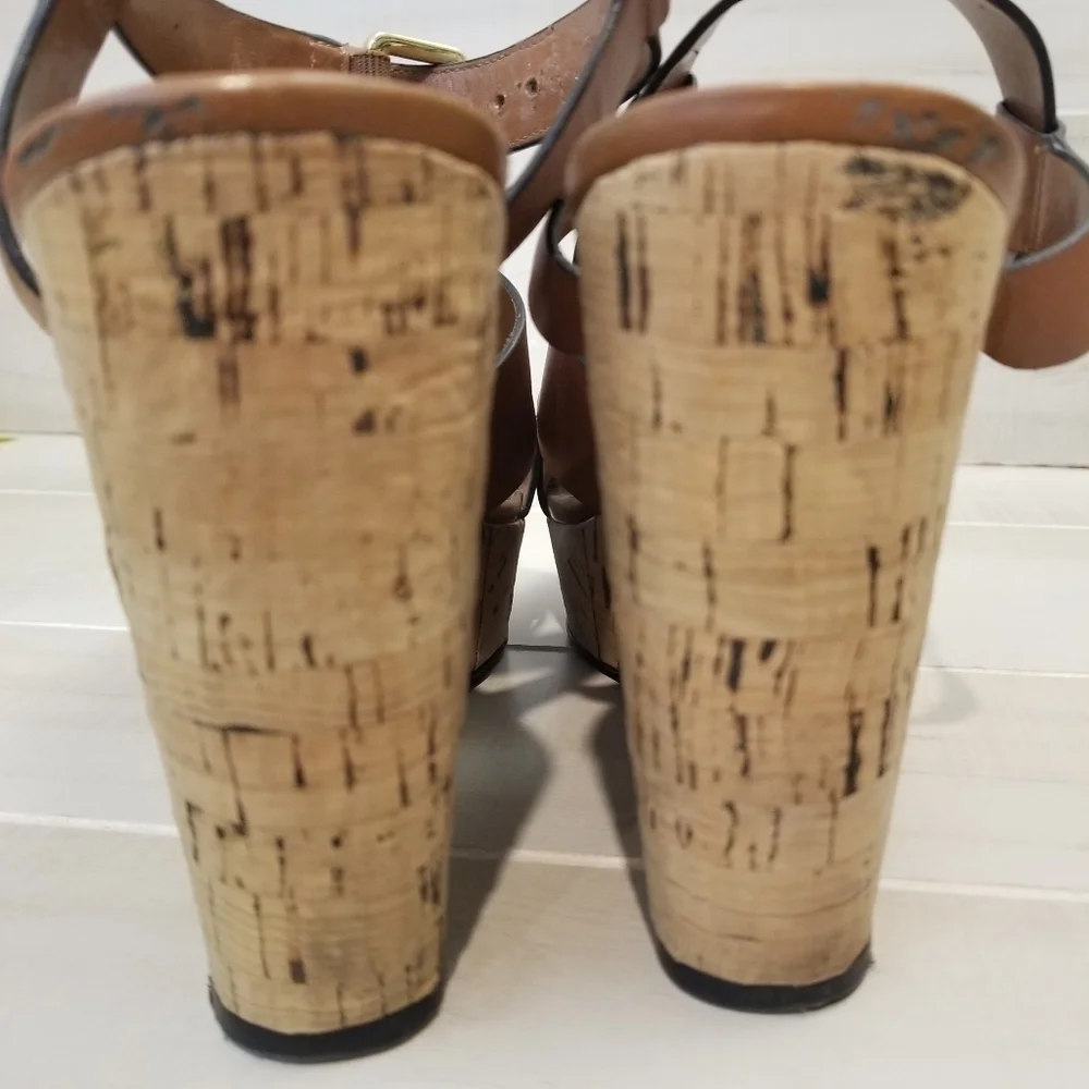 {9.5M} Tahari Stevie Cork Wedge Sandals